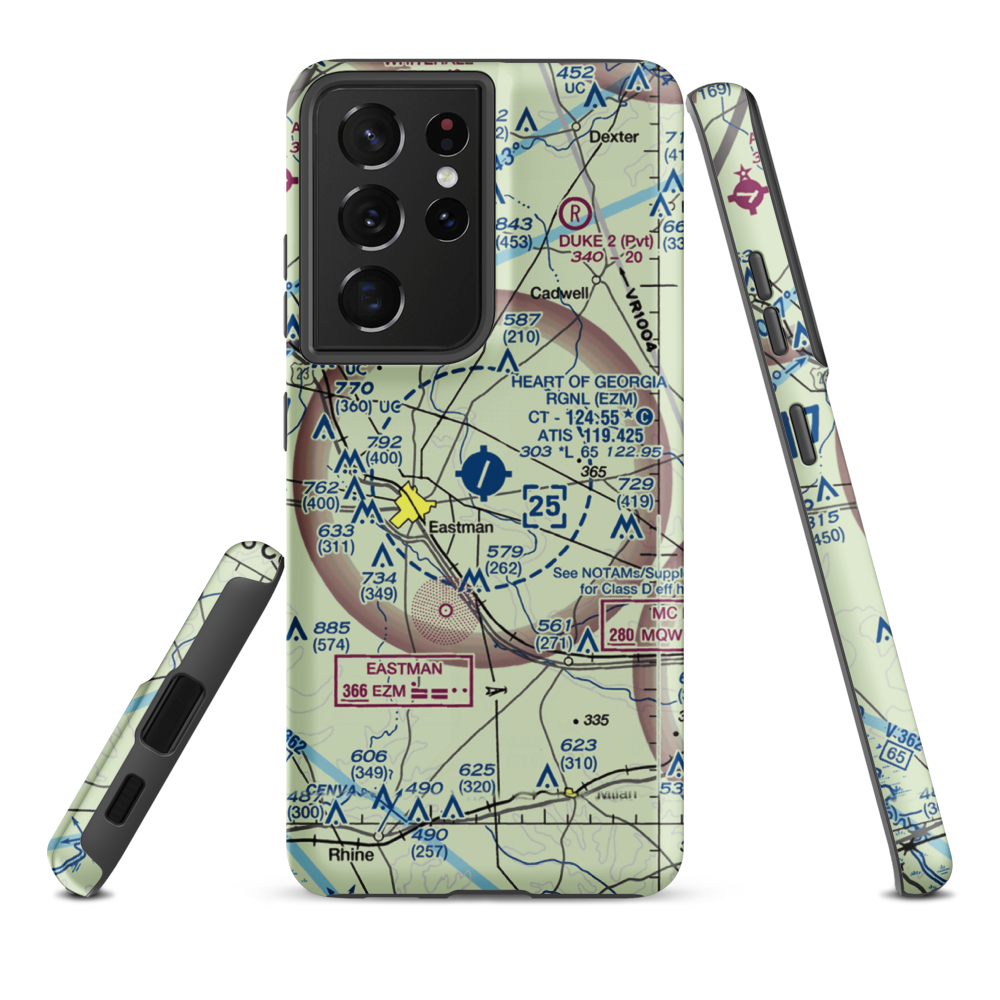 Heart of Georgia Regional Airport (EZM) VFR Sectional Samsung Phone Case Samsung Galaxy S21 Ultra model shown