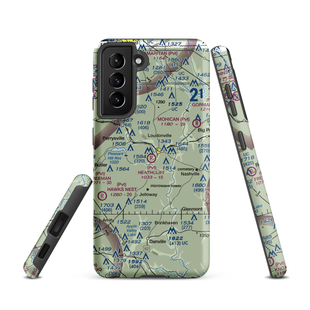 Heathcliff Airpark (7OH7) VFR Sectional Samsung Phone Case Samsung Galaxy S21 model shown