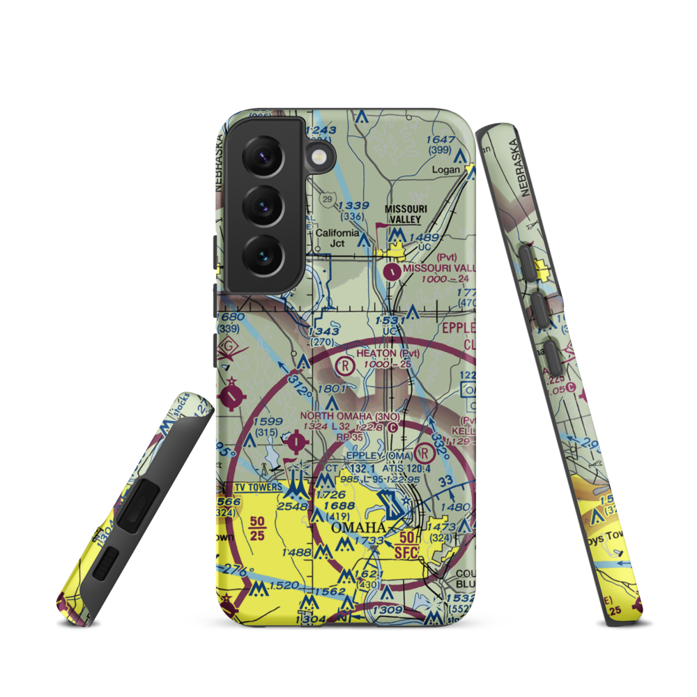 Heaton Airport (75NE) VFR Sectional Samsung Phone Case Samsung Galaxy S22 model shown