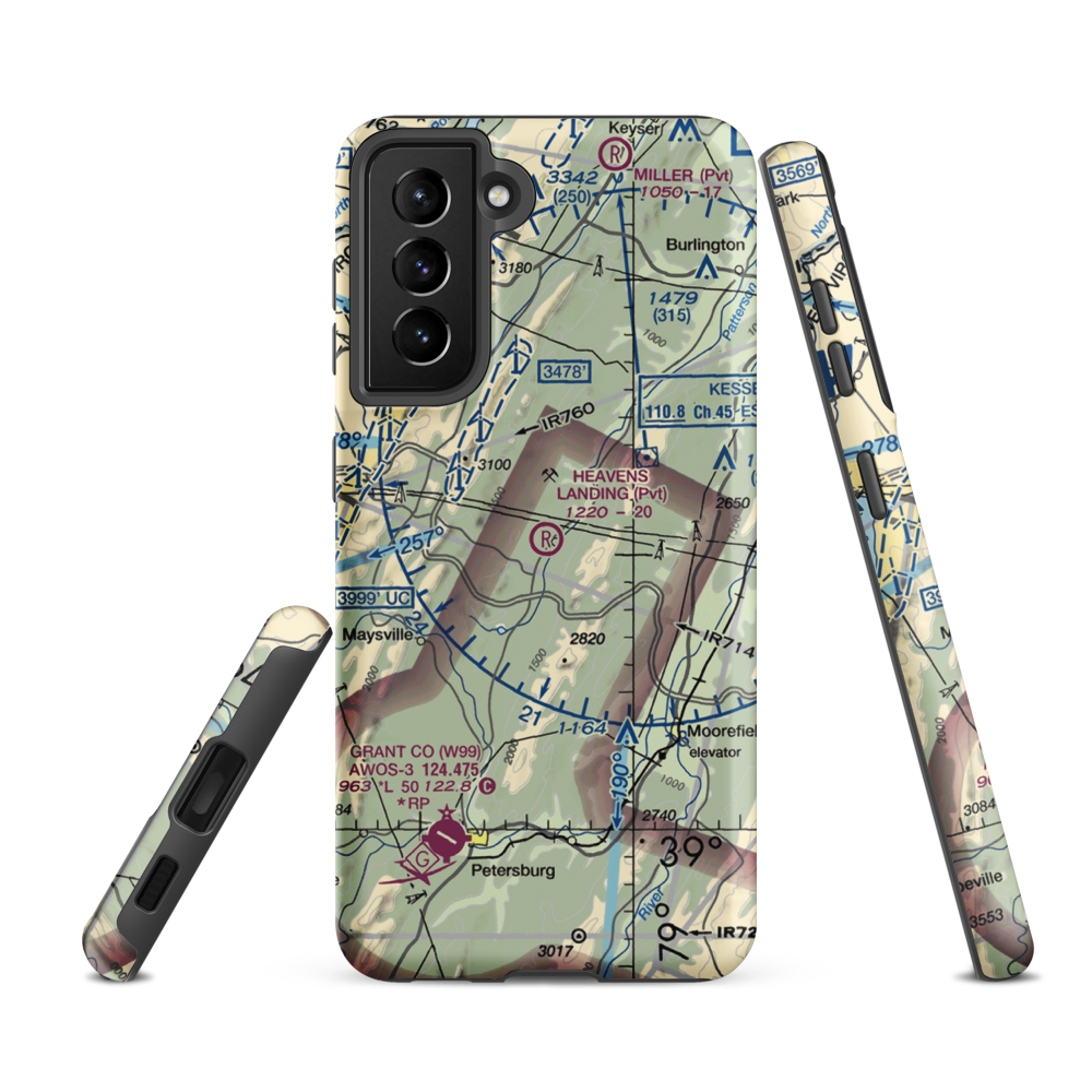 Heaven's Landing Airstrip (4WV4) VFR Sectional Samsung Phone Case Samsung Galaxy S21 FE model shown