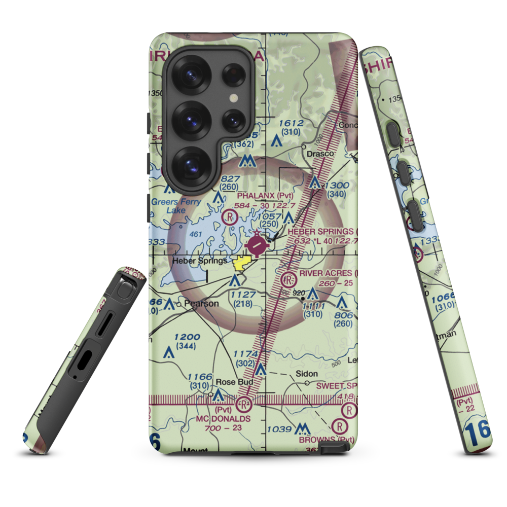 Heber Springs Municipal Airport (HBZ) VFR Sectional Samsung Phone Case Samsung Galaxy S25 Ultra model shown