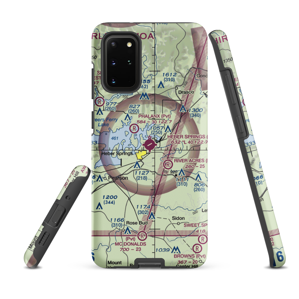 Heber Springs Municipal Airport (HBZ) VFR Sectional Samsung Phone Case Samsung Galaxy S20 Plus model shown