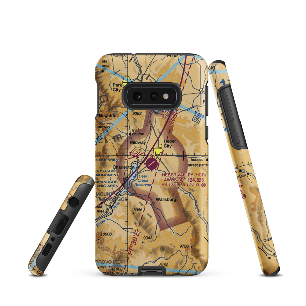 Heber Valley Airport (HCR) VFR Sectional Samsung Phone Case Samsung Galaxy S10 Plus model shown