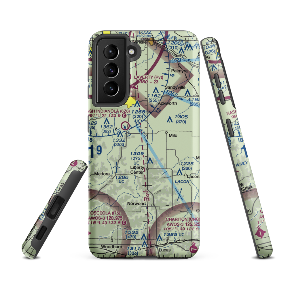 Hedgewood Landing Airport (IA86) VFR Sectional Samsung Phone Case Samsung Galaxy S21 FE model shown