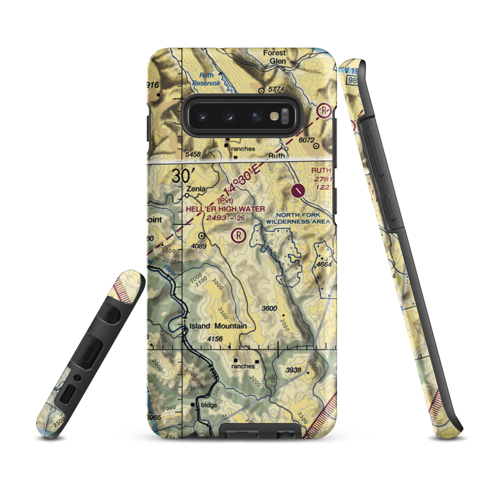 Hell'er High Water Airport (45CL) VFR Sectional Samsung Phone Case Samsung Galaxy S10e model shown