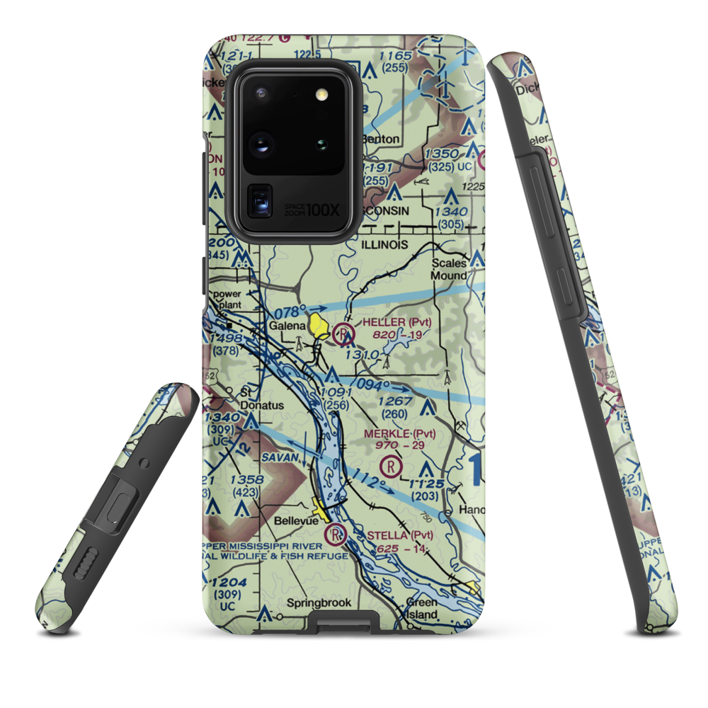 Heller Airport (22IL) VFR Sectional Samsung Phone Case Samsung Galaxy S20 Ultra model shown