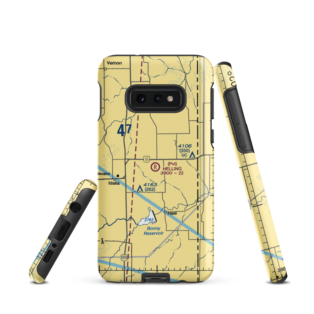 Helling Airport (CO08) VFR Sectional Samsung Phone Case Samsung Galaxy S10e model shown