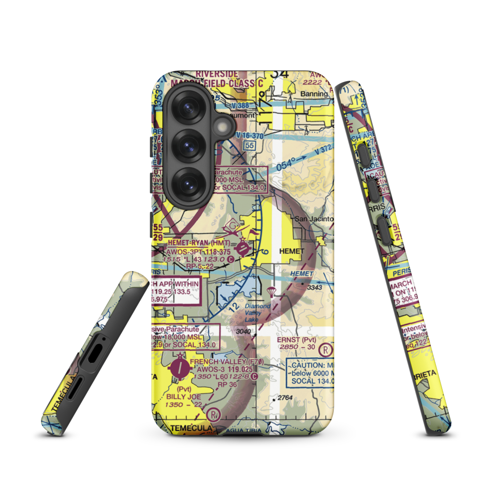 Hemet Ryan Airport (HMT) VFR Sectional Samsung Phone Case Samsung Galaxy S25 model shown