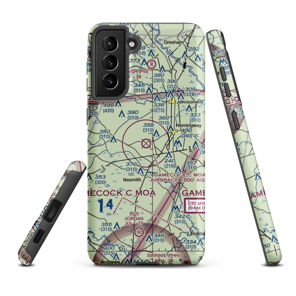 Hemingway Stuckey Airport (38J) VFR Sectional Samsung Phone Case Samsung Galaxy S21 Plus model shown