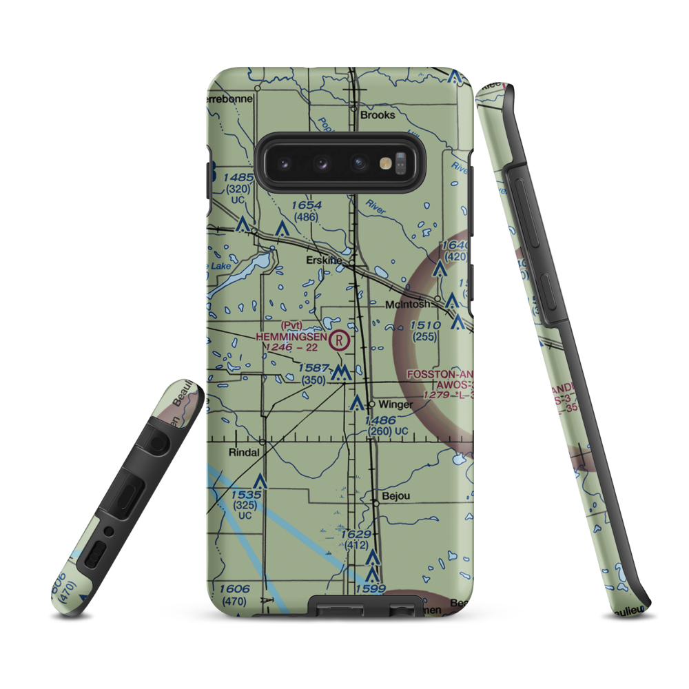 Hemmingsen Private Airport (76MN) VFR Sectional Samsung Phone Case Samsung Galaxy S10 Plus model shown