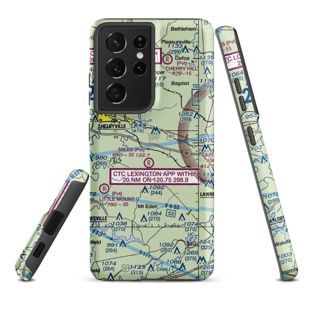 Hemp Ridge Airport (64KY) VFR Sectional Samsung Phone Case Samsung Galaxy S21 Ultra model shown