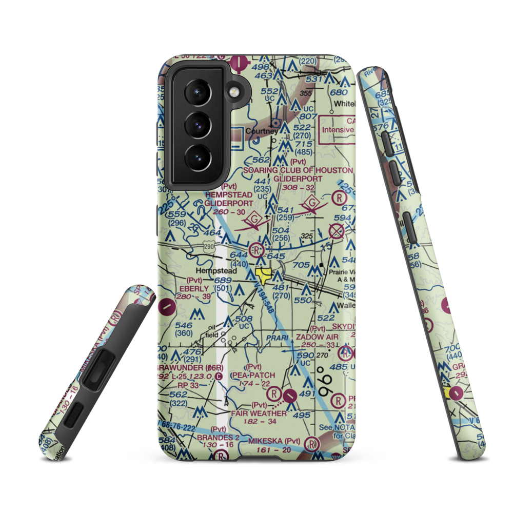 Hempstead Gliderport (35TS) VFR Sectional Samsung Phone Case Samsung Galaxy S21 FE model shown