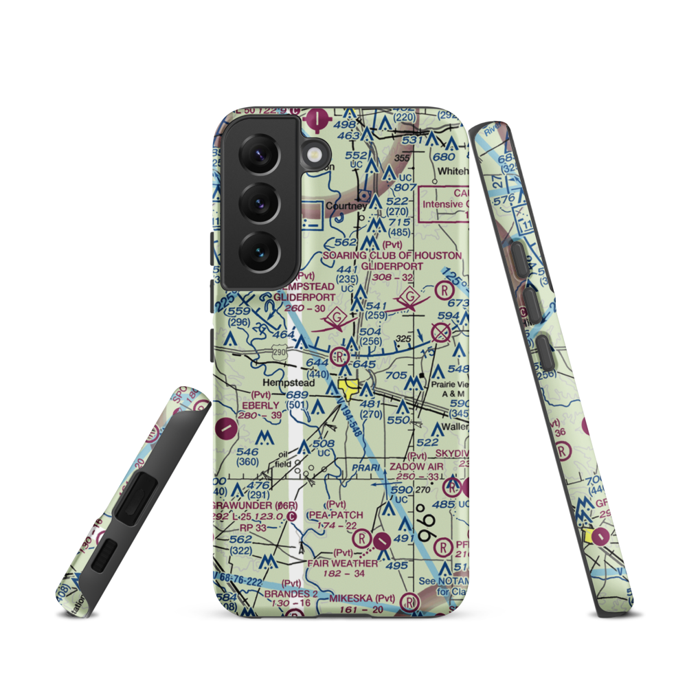 Hempstead Gliderport (35TS) VFR Sectional Samsung Phone Case Samsung Galaxy S22 model shown