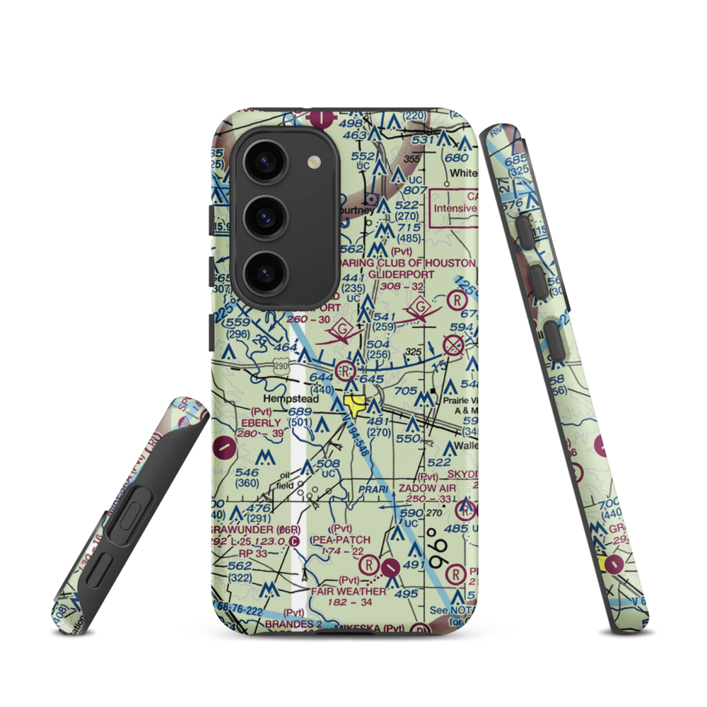 Hempstead Gliderport (35TS) VFR Sectional Samsung Phone Case Samsung Galaxy S23 model shown