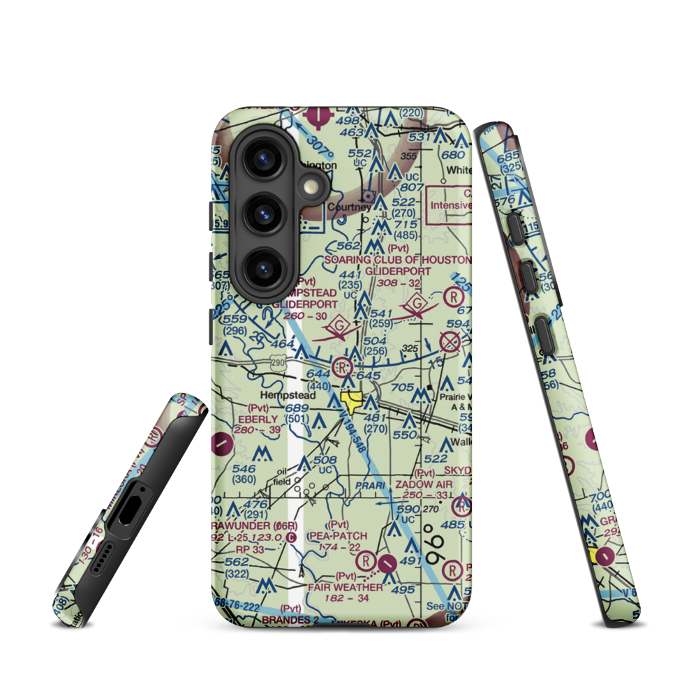 Hempstead Gliderport (35TS) VFR Sectional Samsung Phone Case Samsung Galaxy S24 model shown