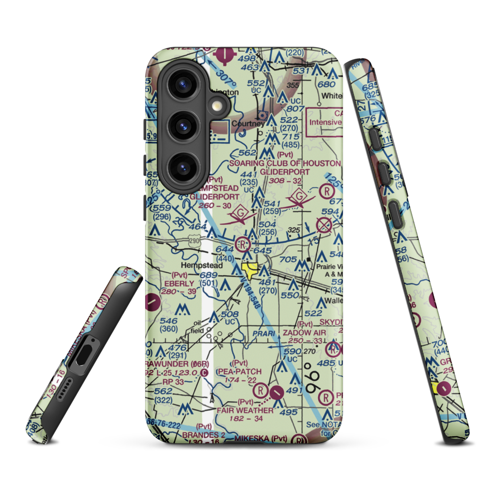 Hempstead Gliderport (35TS) VFR Sectional Samsung Phone Case Samsung Galaxy S24 Plus model shown