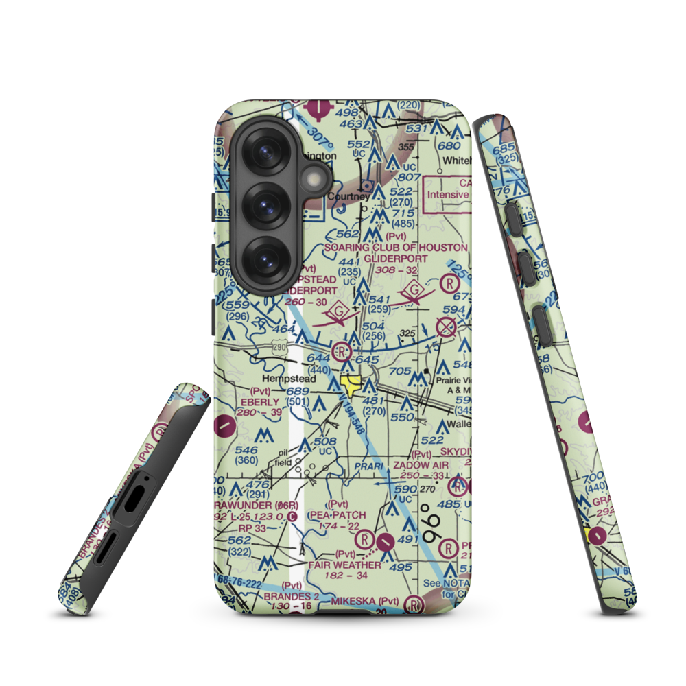 Hempstead Gliderport (35TS) VFR Sectional Samsung Phone Case Samsung Galaxy S25 model shown