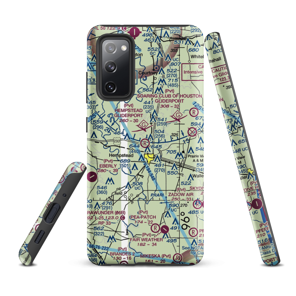 Hempstead Gliderport (35TS) VFR Sectional Samsung Phone Case Samsung Galaxy S20 FE model shown
