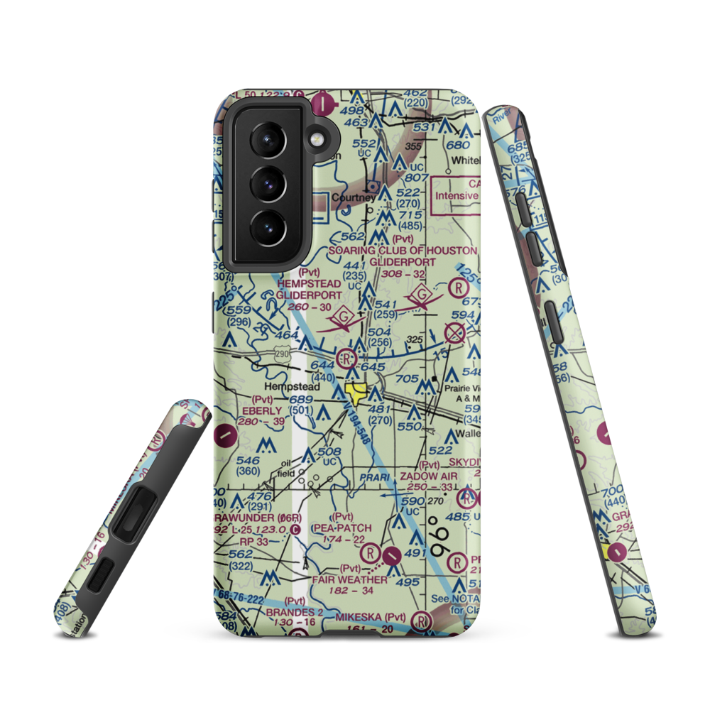 Hempstead Gliderport (35TS) VFR Sectional Samsung Phone Case Samsung Galaxy S21 model shown