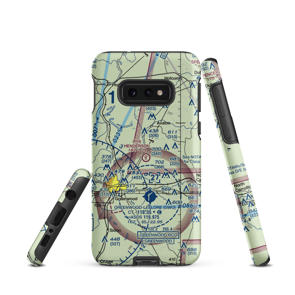 Henderson Airport (8MS1) VFR Sectional Samsung Phone Case Samsung Galaxy S10 Plus model shown