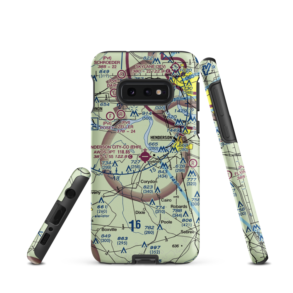 Henderson City County Airport (EHR) VFR Sectional Samsung Phone Case Samsung Galaxy S10e model shown