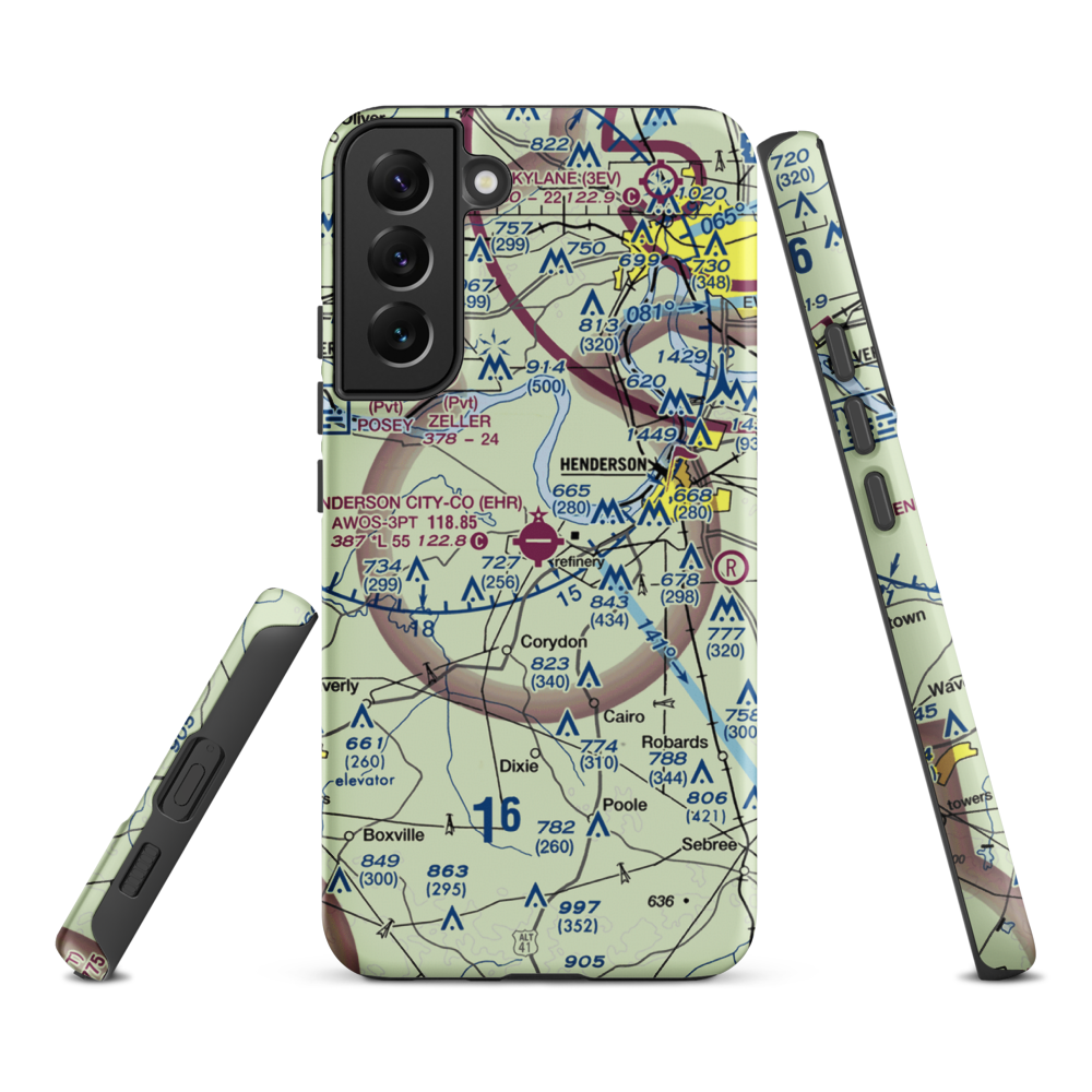 Henderson City County Airport (EHR) VFR Sectional Samsung Phone Case Samsung Galaxy S22 Plus model shown
