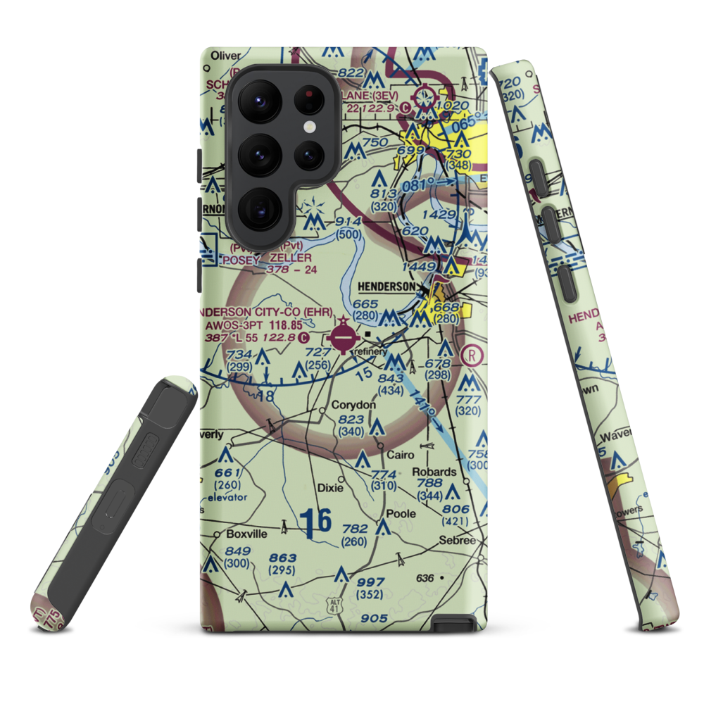Henderson City County Airport (EHR) VFR Sectional Samsung Phone Case Samsung Galaxy S22 Ultra model shown
