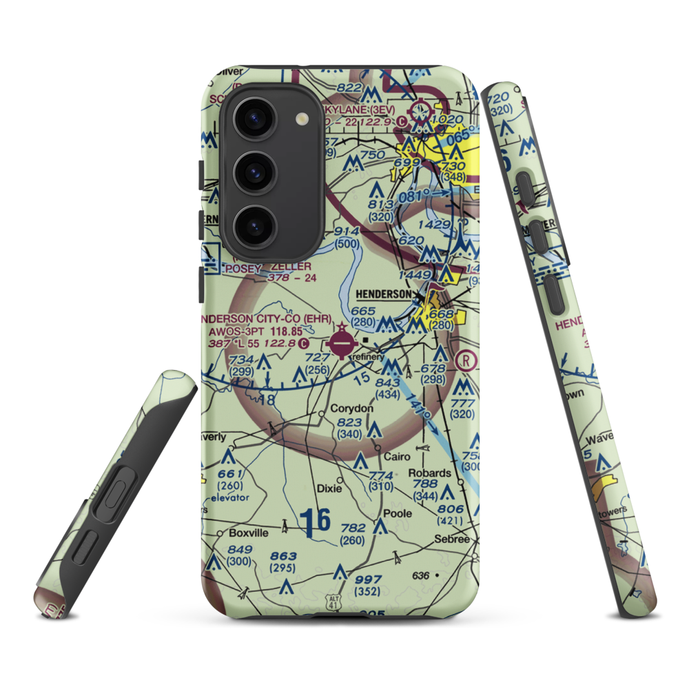 Henderson City County Airport (EHR) VFR Sectional Samsung Phone Case Samsung Galaxy S23 Plus model shown