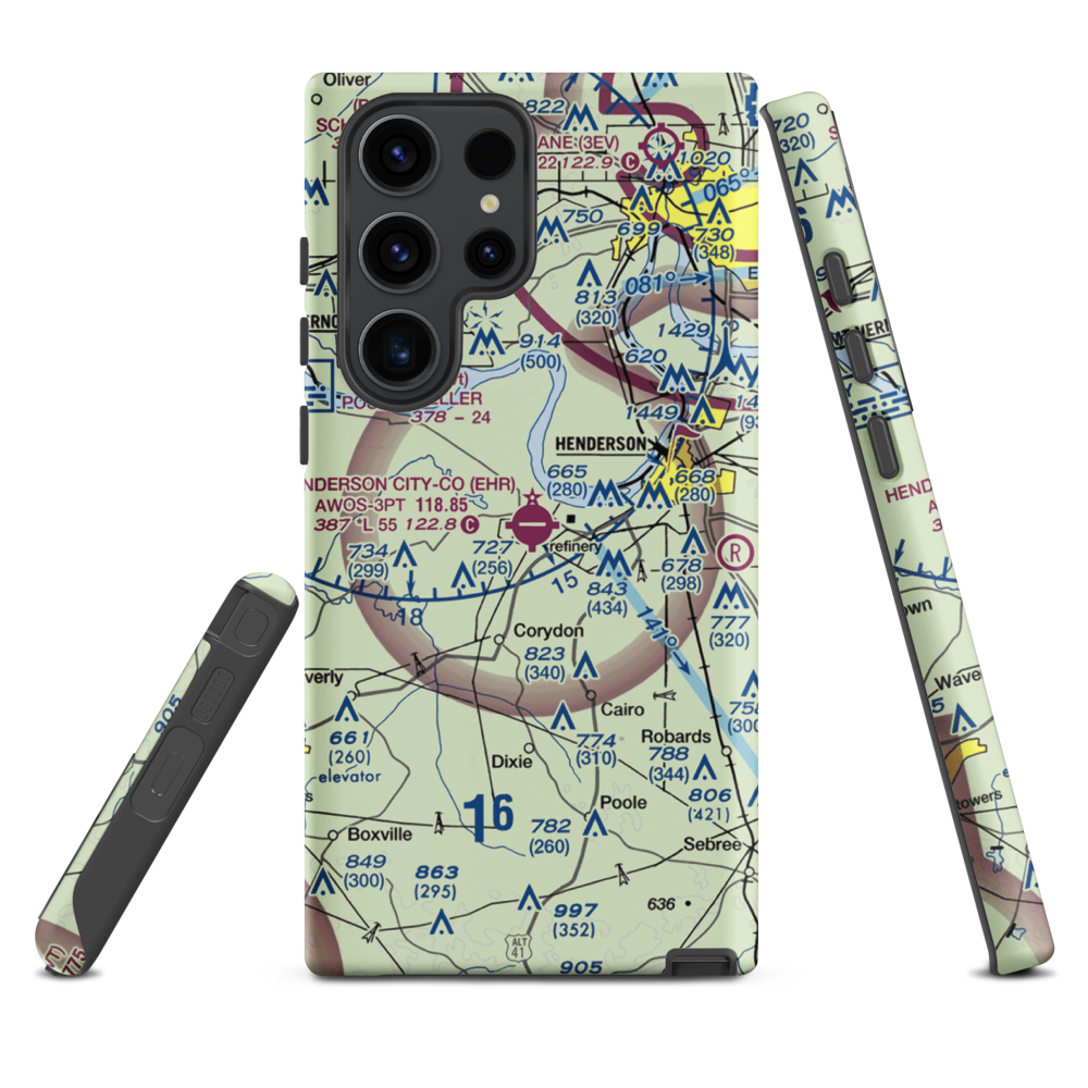 Henderson City County Airport (EHR) VFR Sectional Samsung Phone Case Samsung Galaxy S23 Ultra model shown