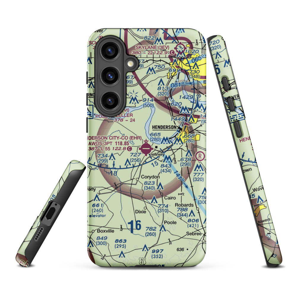 Henderson City County Airport (EHR) VFR Sectional Samsung Phone Case Samsung Galaxy S24 Plus model shown