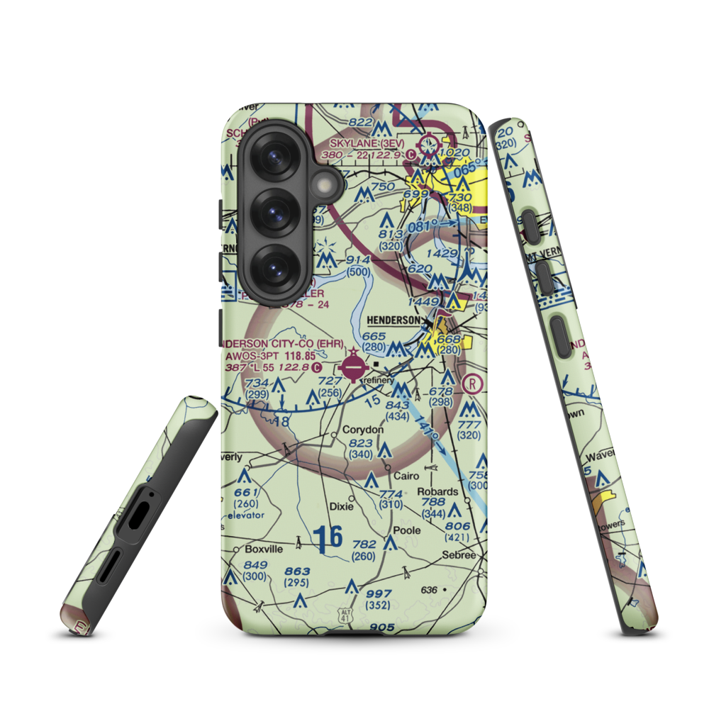 Henderson City County Airport (EHR) VFR Sectional Samsung Phone Case Samsung Galaxy S25 model shown