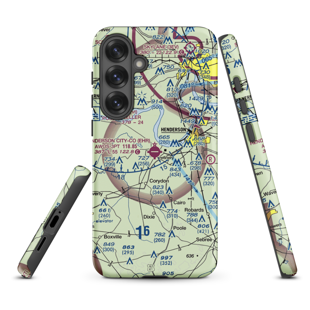 Henderson City County Airport (EHR) VFR Sectional Samsung Phone Case Samsung Galaxy S25 Plus model shown