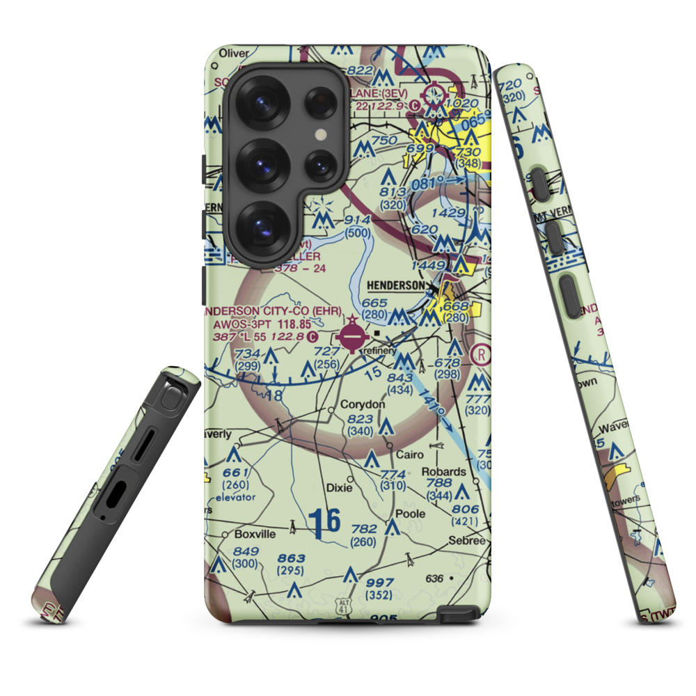 Henderson City County Airport (EHR) VFR Sectional Samsung Phone Case Samsung Galaxy S25 Ultra model shown