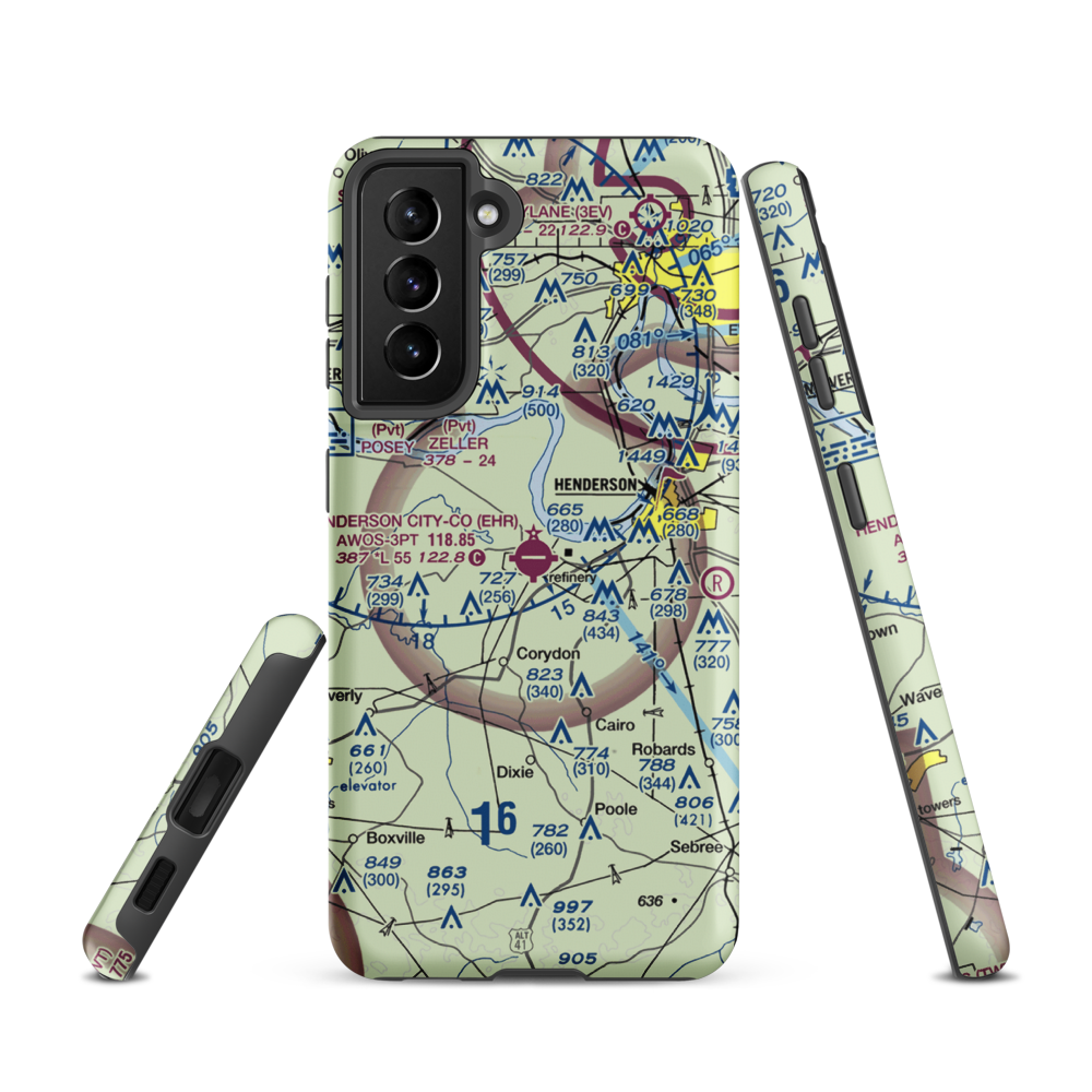 Henderson City County Airport (EHR) VFR Sectional Samsung Phone Case Samsung Galaxy S21 model shown
