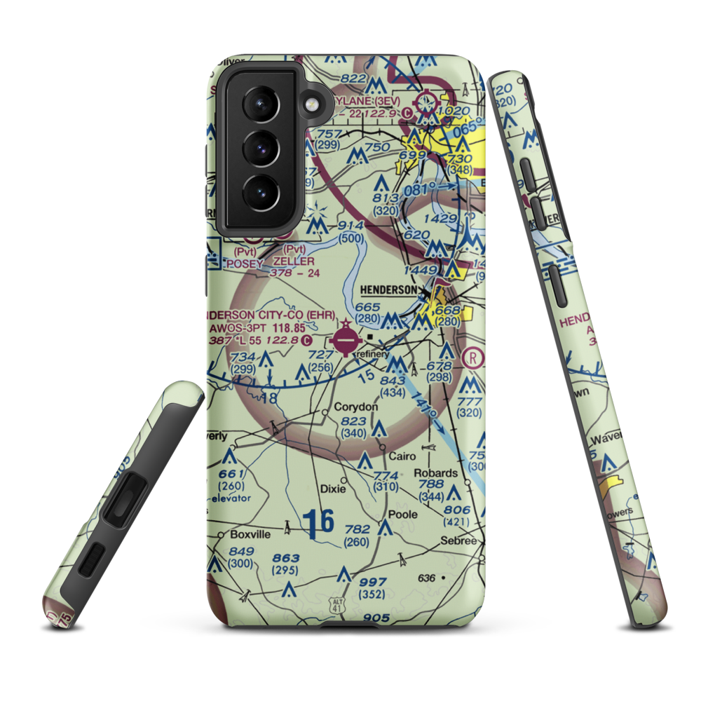 Henderson City County Airport (EHR) VFR Sectional Samsung Phone Case Samsung Galaxy S21 Plus model shown