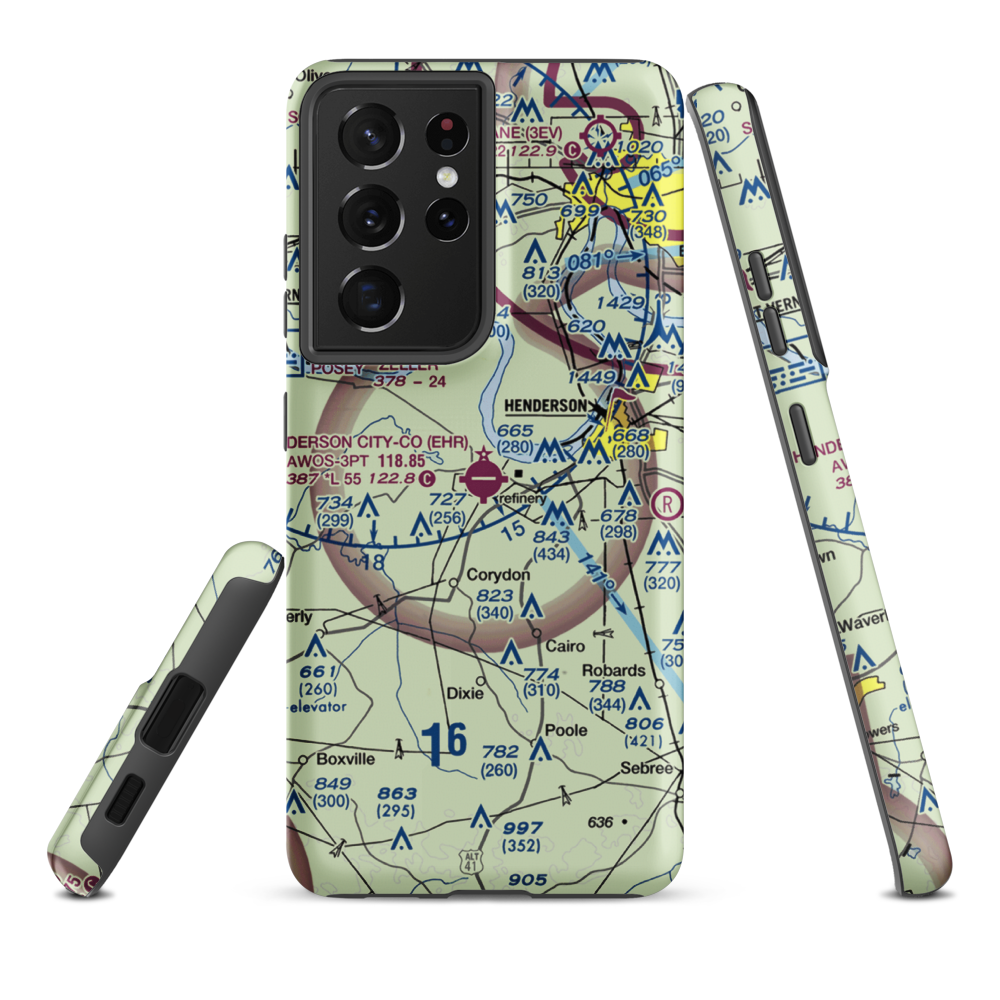 Henderson City County Airport (EHR) VFR Sectional Samsung Phone Case Samsung Galaxy S21 Ultra model shown