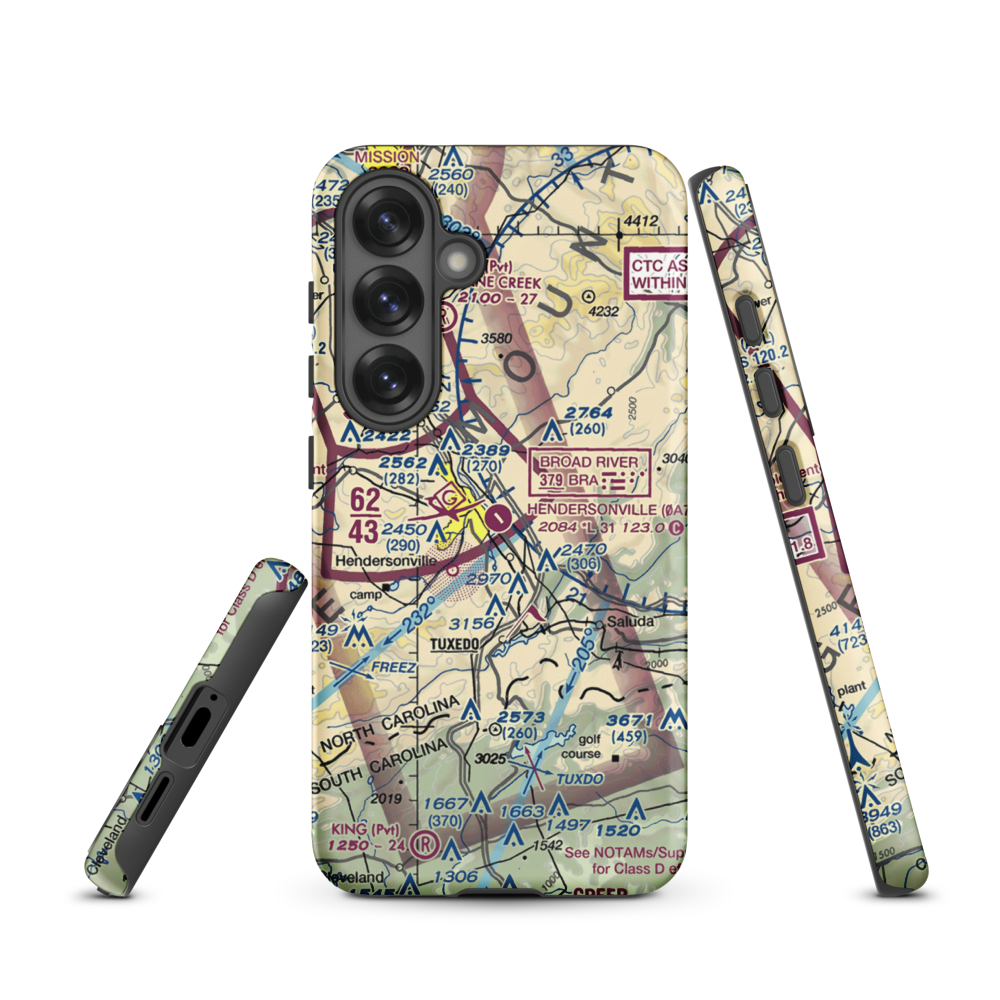 Hendersonville Airport (0A7) VFR Sectional Samsung Phone Case Samsung Galaxy S25 model shown