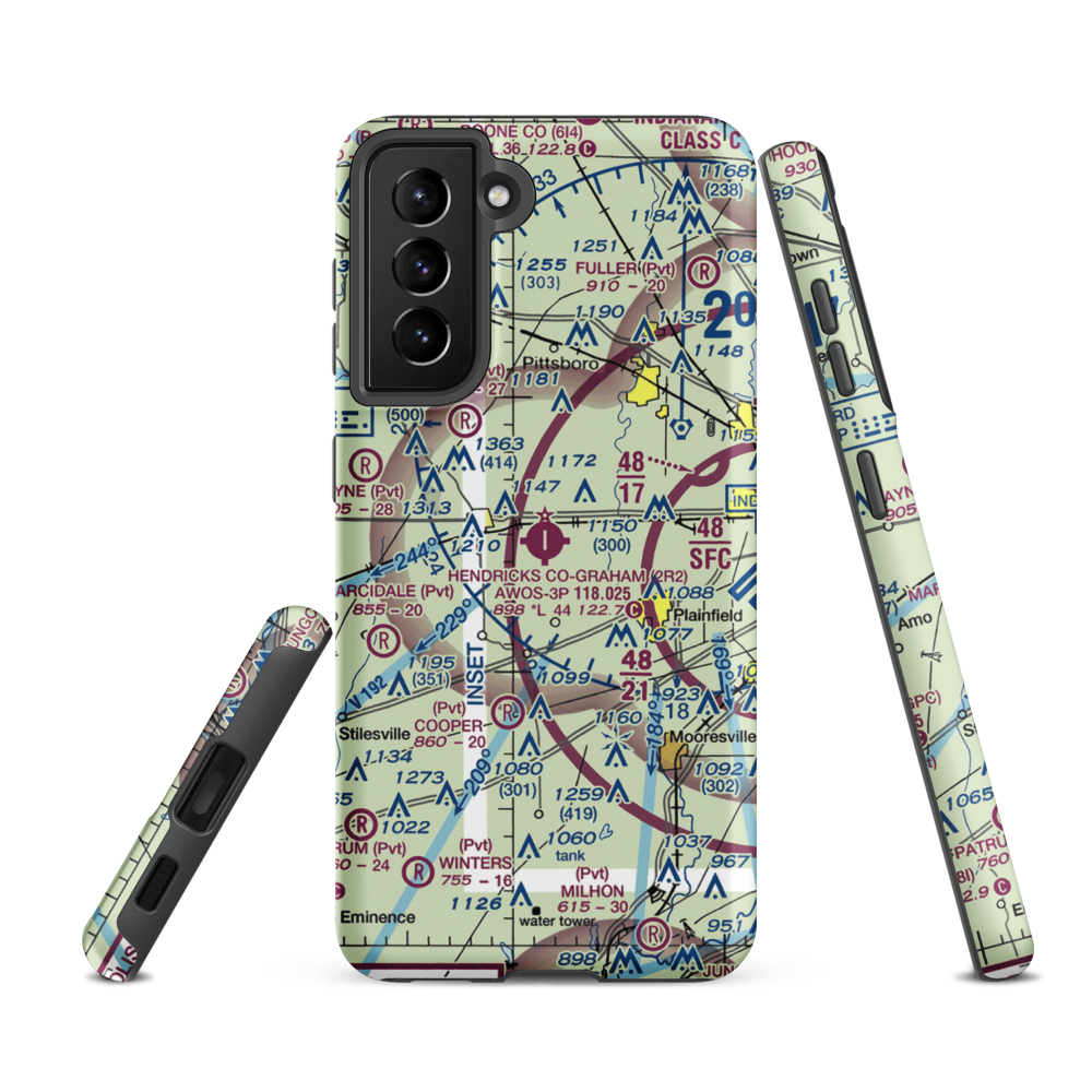 Hendricks County Gordon Graham Field (2R2) VFR Sectional Samsung Phone Case Samsung Galaxy S21 FE model shown
