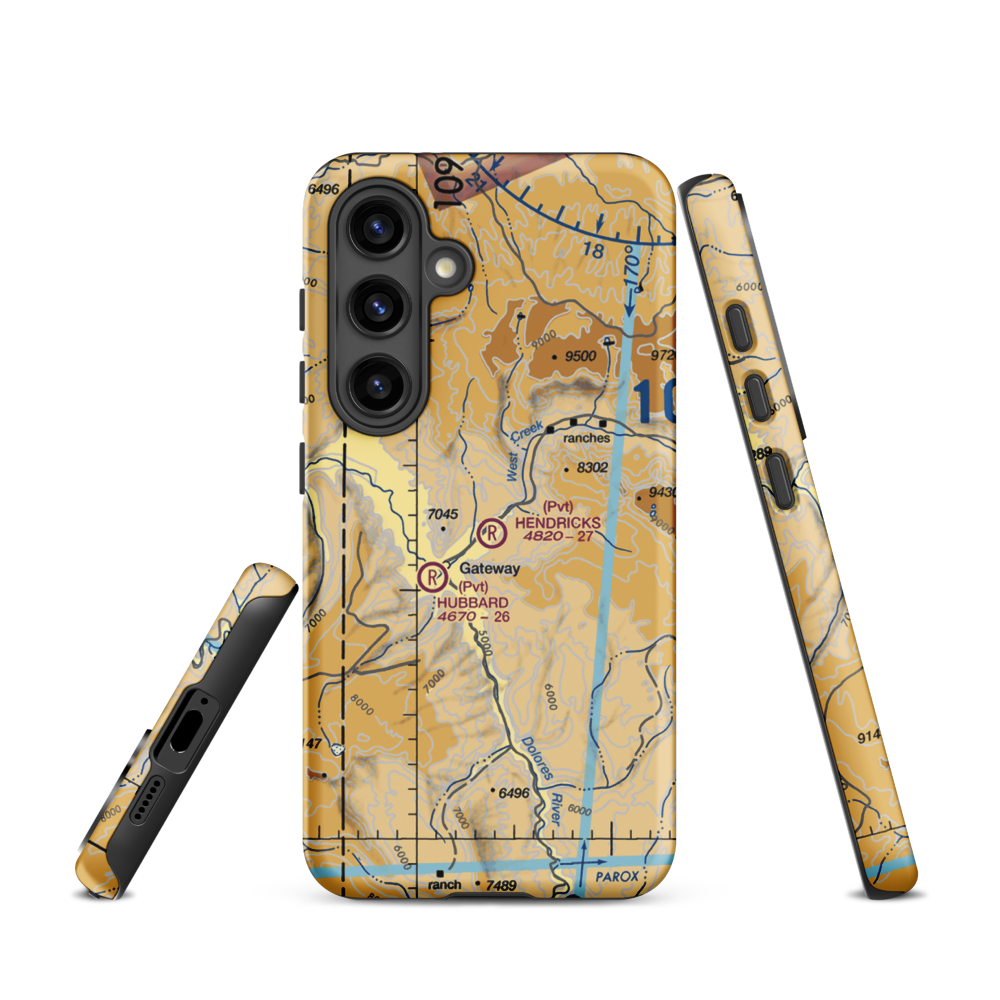 Hendricks Field At West Creek Ranch Airport (63CO) VFR Sectional Samsung Phone Case Samsung Galaxy S24 model shown