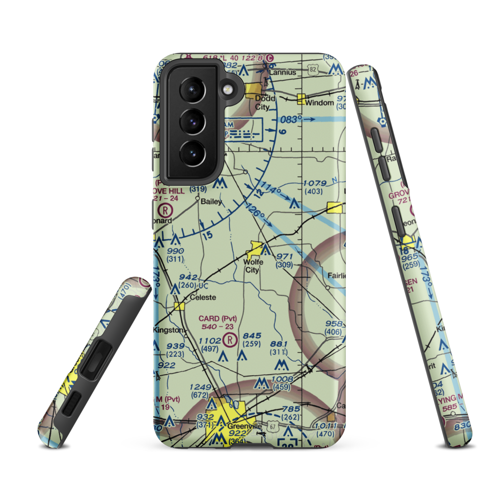 Henington Airport (41TX) VFR Sectional Samsung Phone Case Samsung Galaxy S21 FE model shown