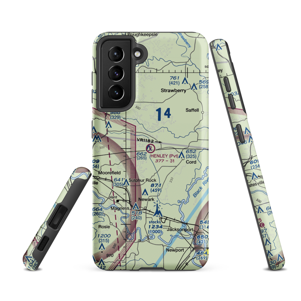 Henley Aerodrome (28AR) VFR Sectional Samsung Phone Case Samsung Galaxy S21 FE model shown