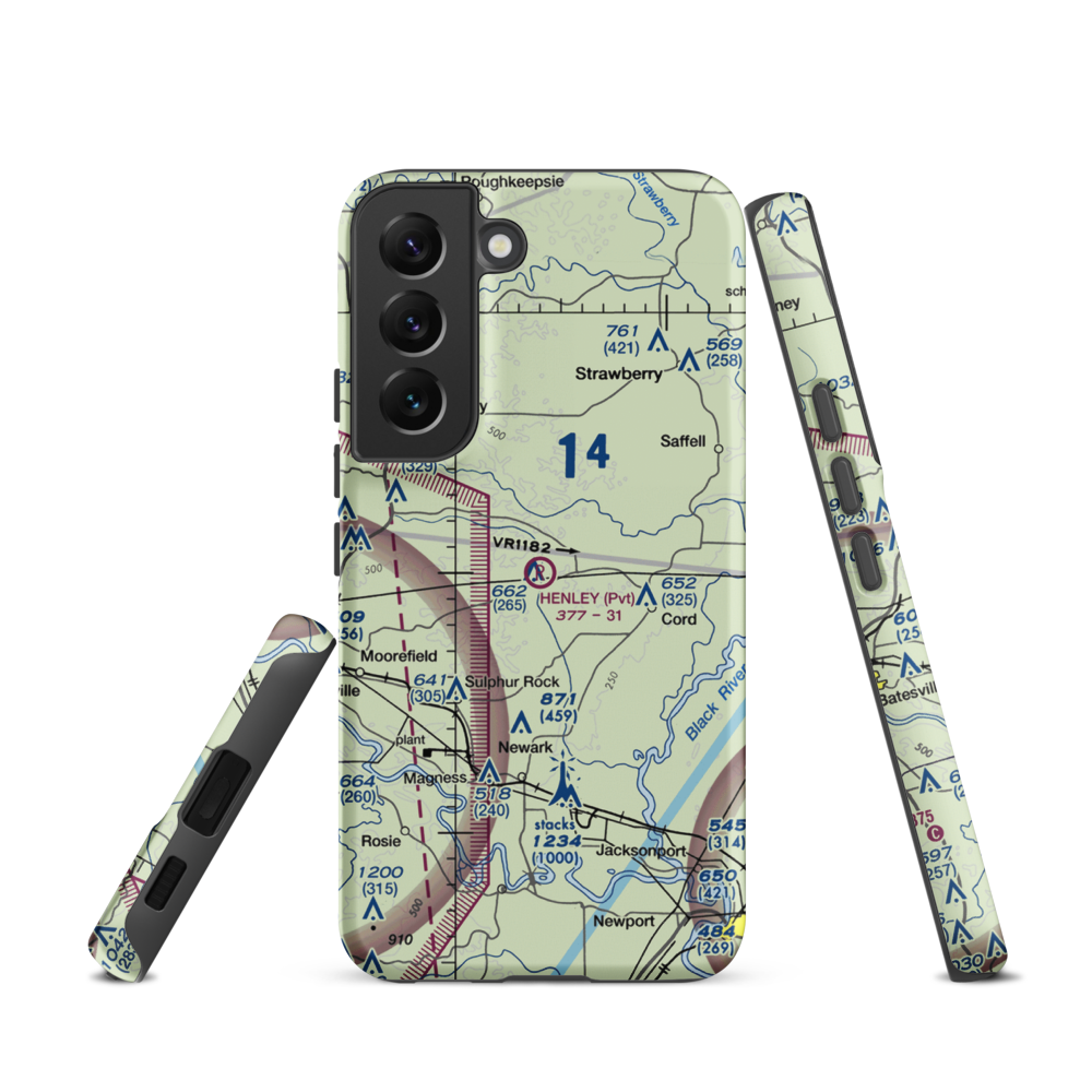 Henley Aerodrome (28AR) VFR Sectional Samsung Phone Case Samsung Galaxy S22 model shown