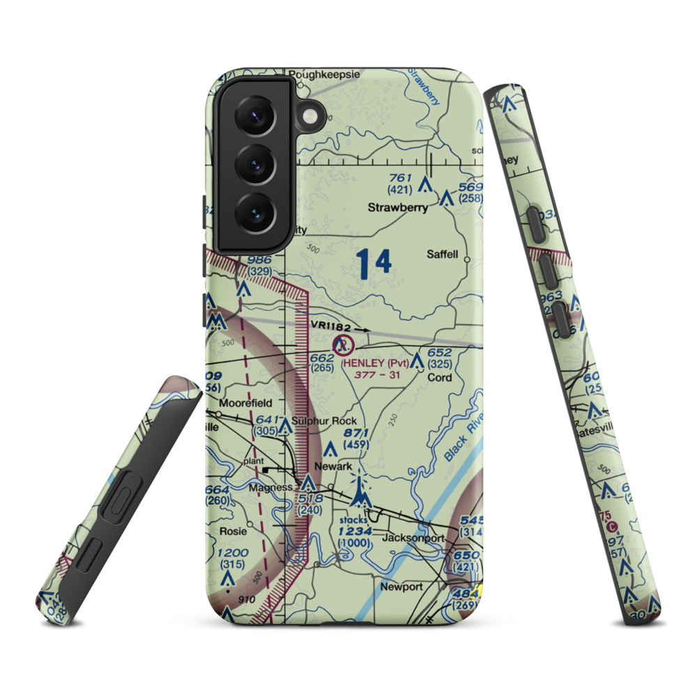 Henley Aerodrome (28AR) VFR Sectional Samsung Phone Case Samsung Galaxy S22 Plus model shown