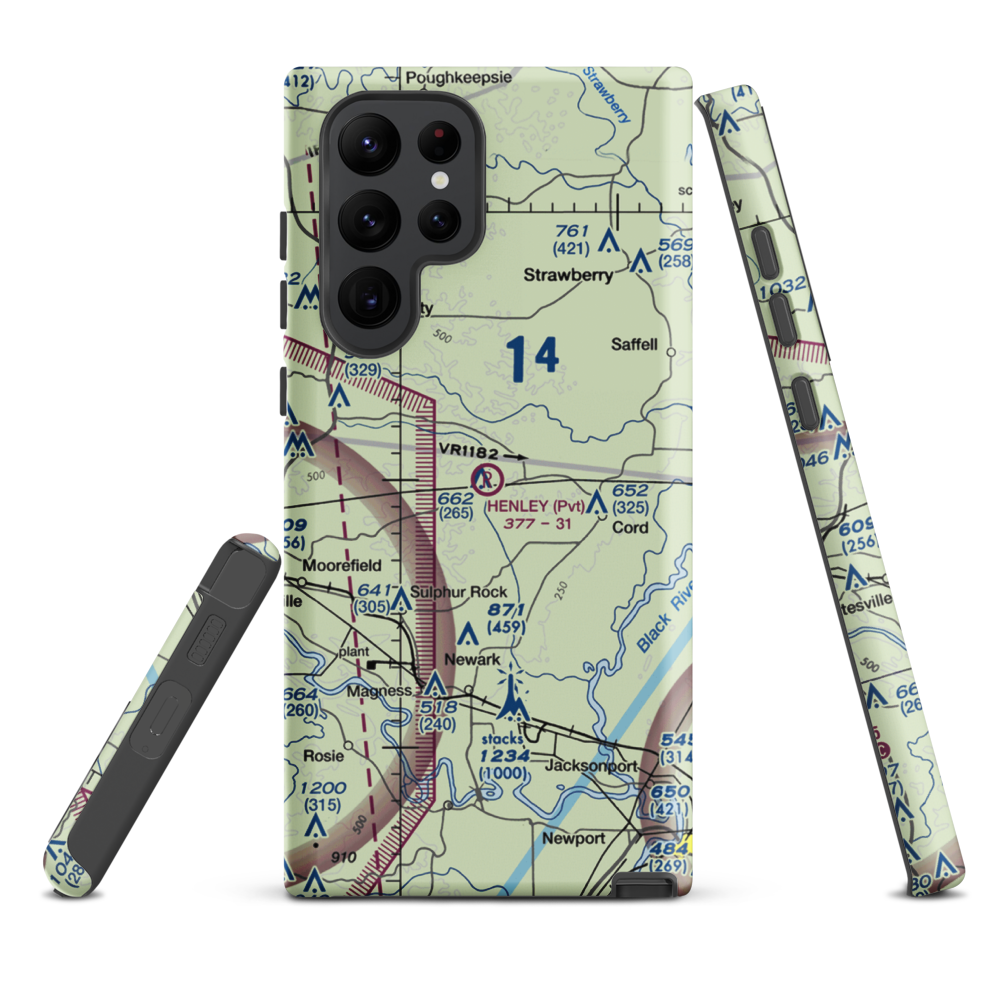Henley Aerodrome (28AR) VFR Sectional Samsung Phone Case Samsung Galaxy S22 Ultra model shown