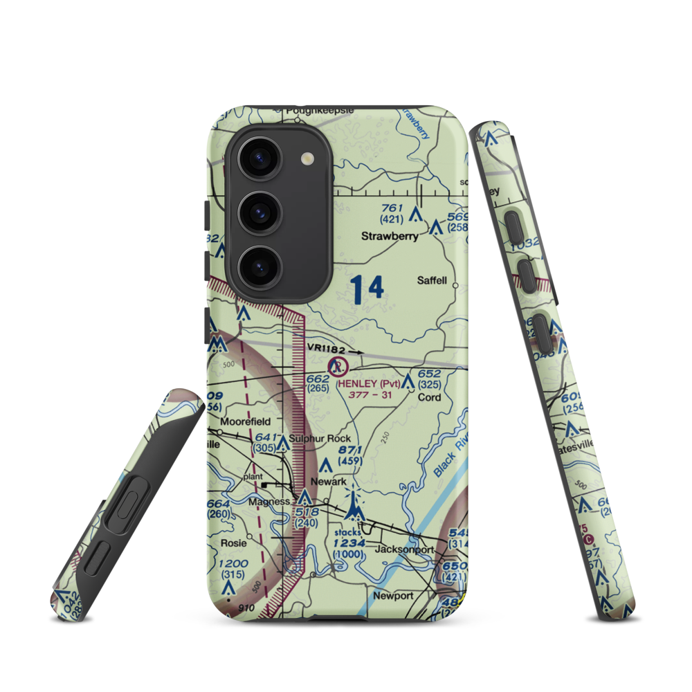 Henley Aerodrome (28AR) VFR Sectional Samsung Phone Case Samsung Galaxy S23 model shown