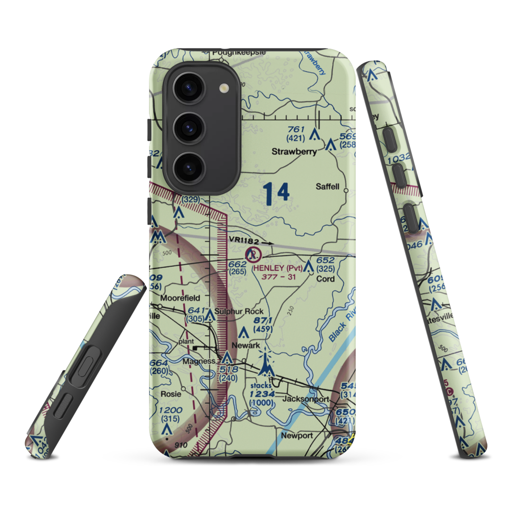Henley Aerodrome (28AR) VFR Sectional Samsung Phone Case Samsung Galaxy S23 Plus model shown