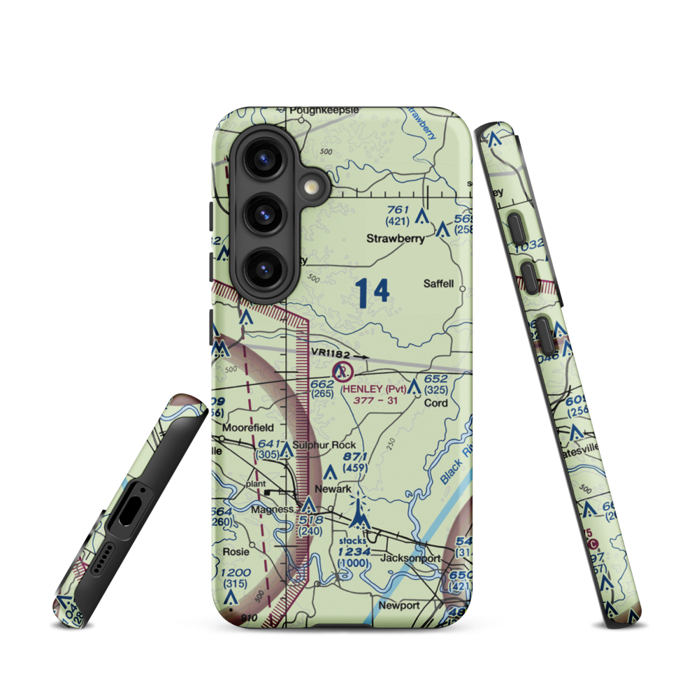 Henley Aerodrome (28AR) VFR Sectional Samsung Phone Case Samsung Galaxy S24 model shown