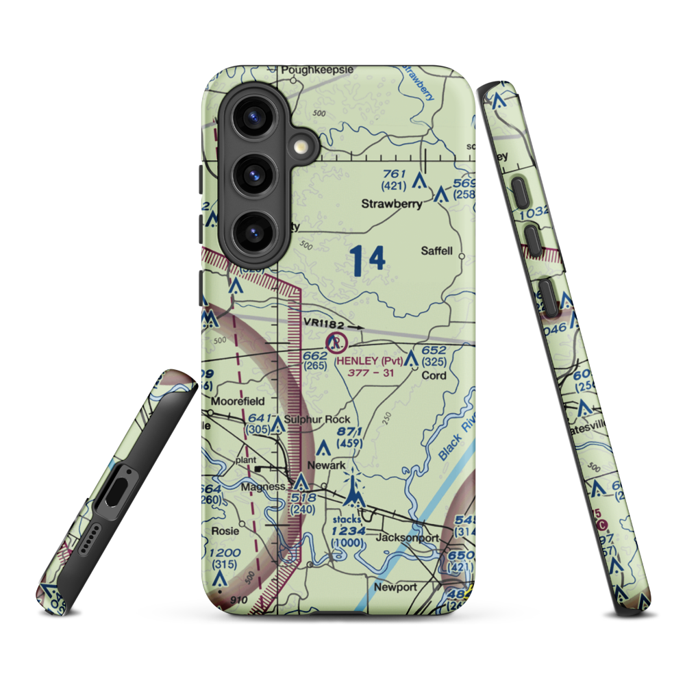 Henley Aerodrome (28AR) VFR Sectional Samsung Phone Case Samsung Galaxy S24 Plus model shown