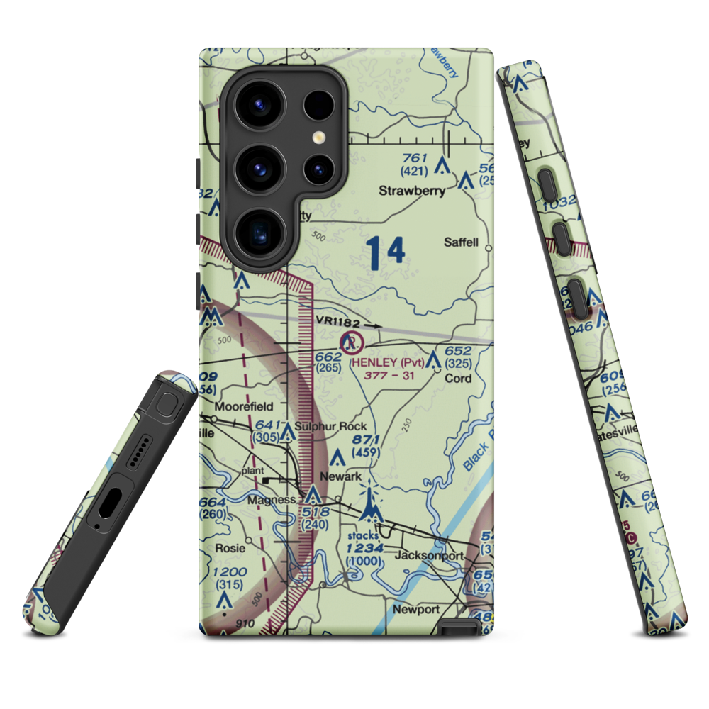 Henley Aerodrome (28AR) VFR Sectional Samsung Phone Case Samsung Galaxy S24 Ultra model shown