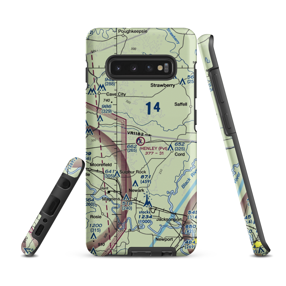 Henley Aerodrome (28AR) VFR Sectional Samsung Phone Case Samsung Galaxy S10e model shown